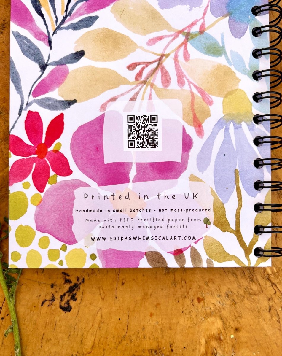 Wild Ideas A5 Handmade Notebook: Floral Illustrated Journal - Erika's Whimsical Art