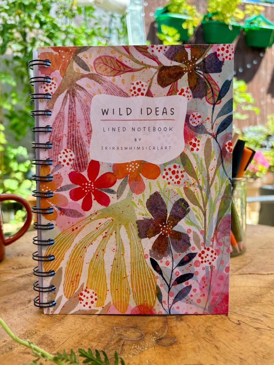 Wild Ideas A5 Handmade Notebook: Floral Illustrated Journal - Erika's Whimsical Art