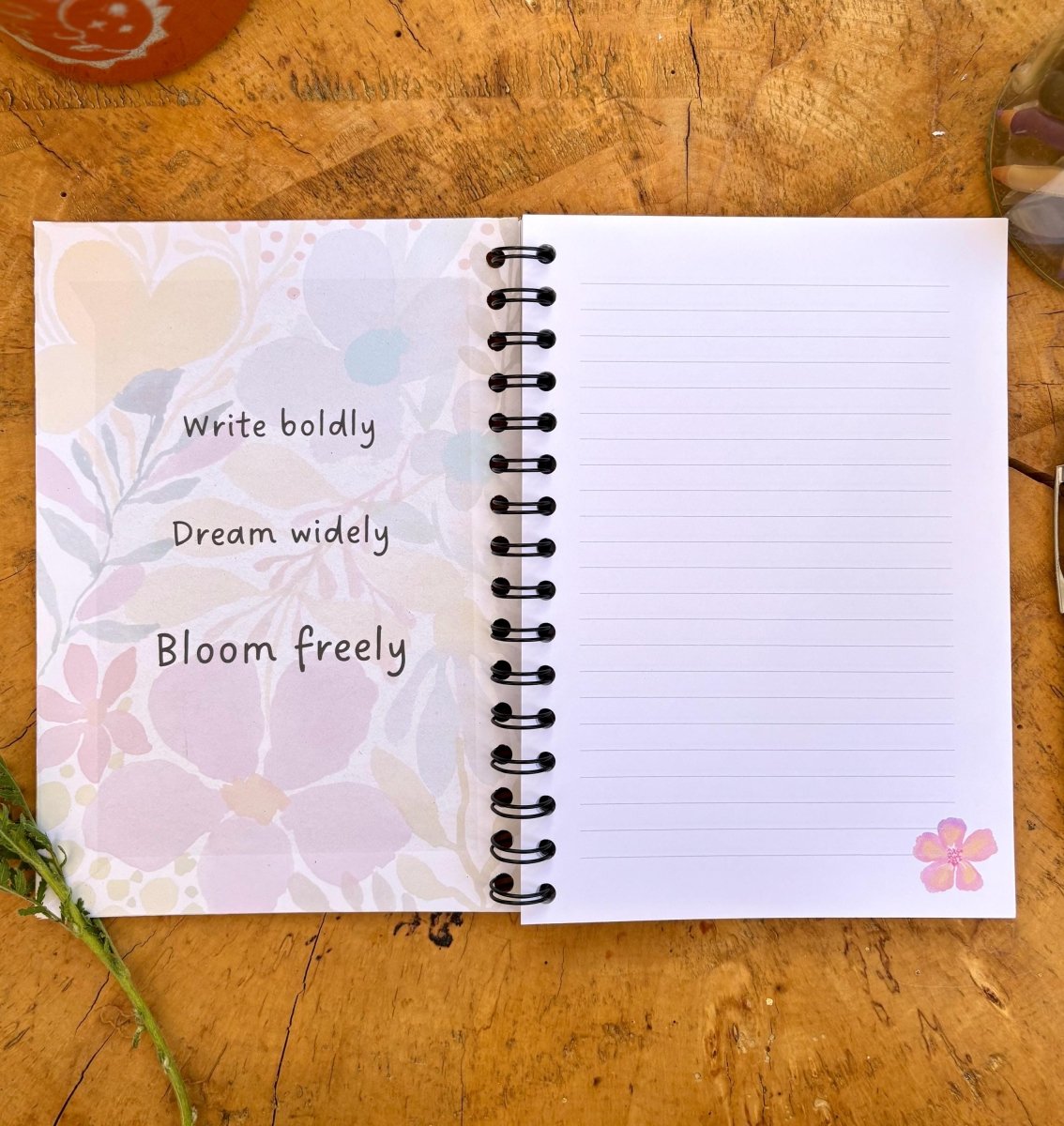 Wild Ideas A5 Handmade Notebook: Floral Illustrated Journal - Erika's Whimsical Art