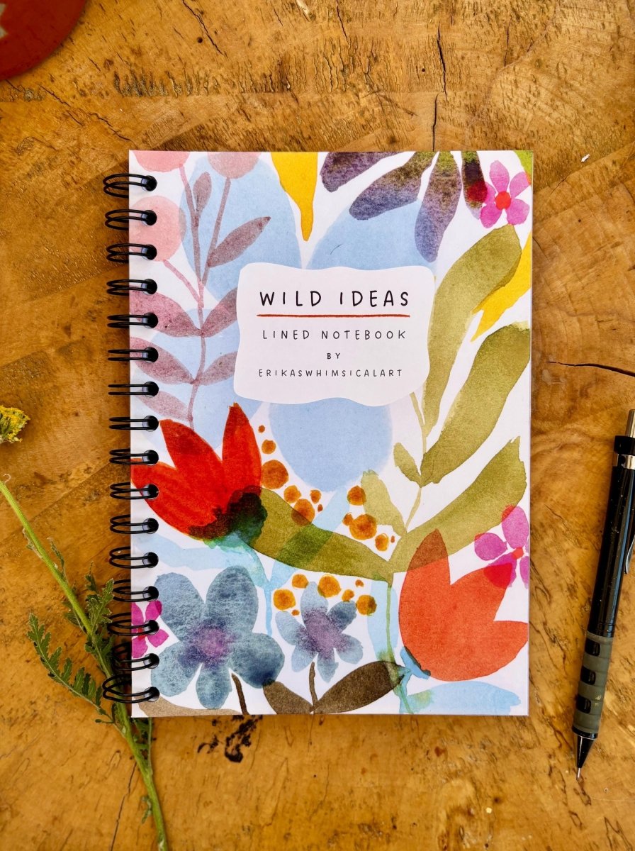 Wild Ideas A5 Handmade Notebook: Floral Illustrated Journal - Erika's Whimsical Art