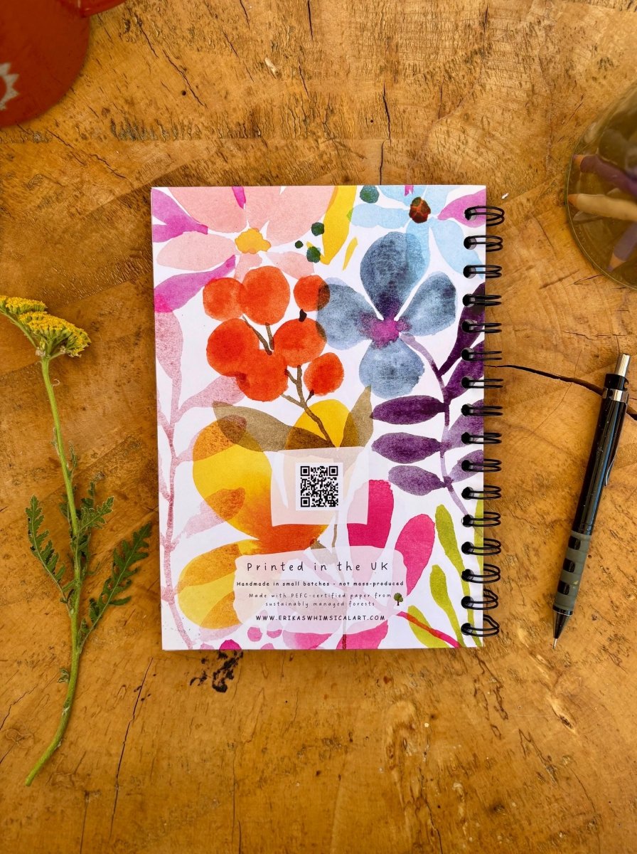 Wild Ideas A5 Handmade Notebook: Floral Illustrated Journal - Erika's Whimsical Art