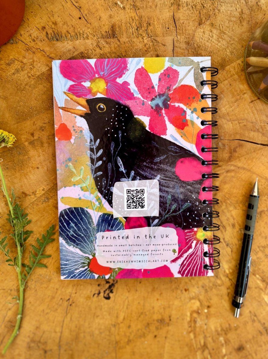 Wild Ideas A5 Handmade Notebook: Floral Illustrated Journal - Erika's Whimsical Art
