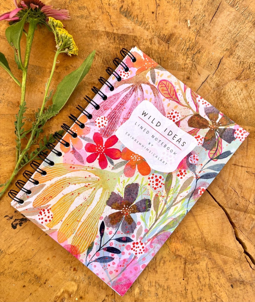 Wild Ideas A5 Handmade Notebook: Floral Illustrated Journal - Erika's Whimsical Art