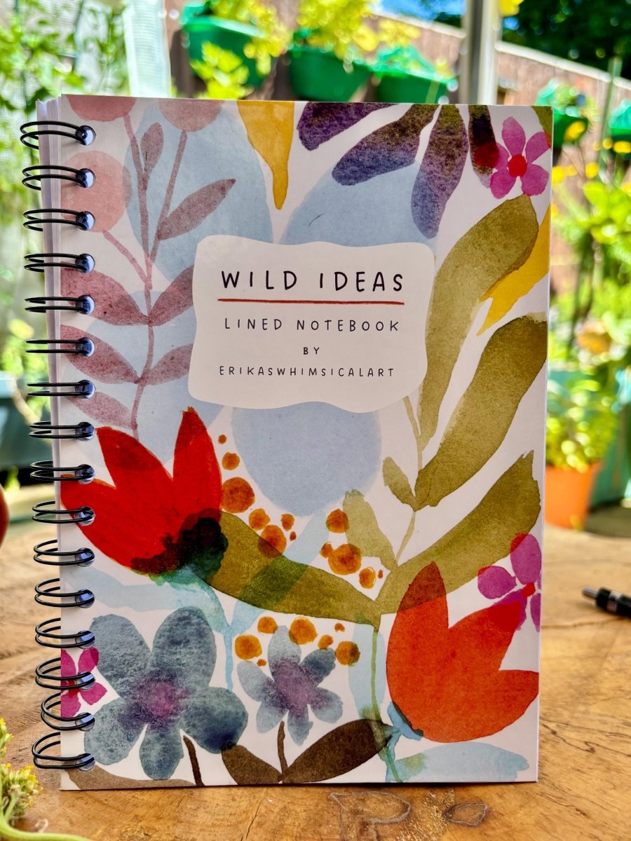 Wild Ideas A5 Handmade Notebook: Floral Illustrated Journal - Erika's Whimsical Art
