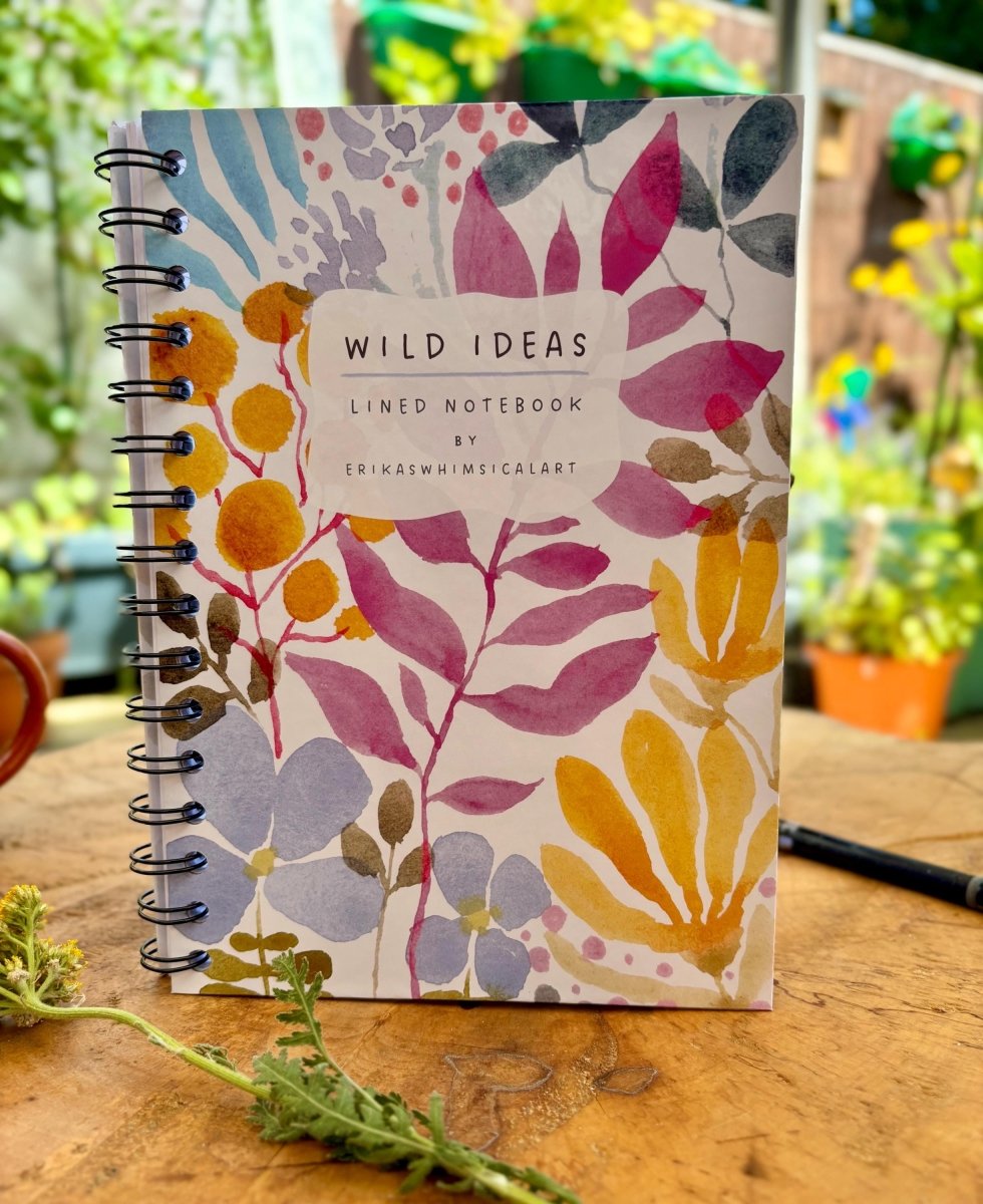 Wild Ideas A5 Handmade Notebook: Floral Illustrated Journal - Erika's Whimsical Art