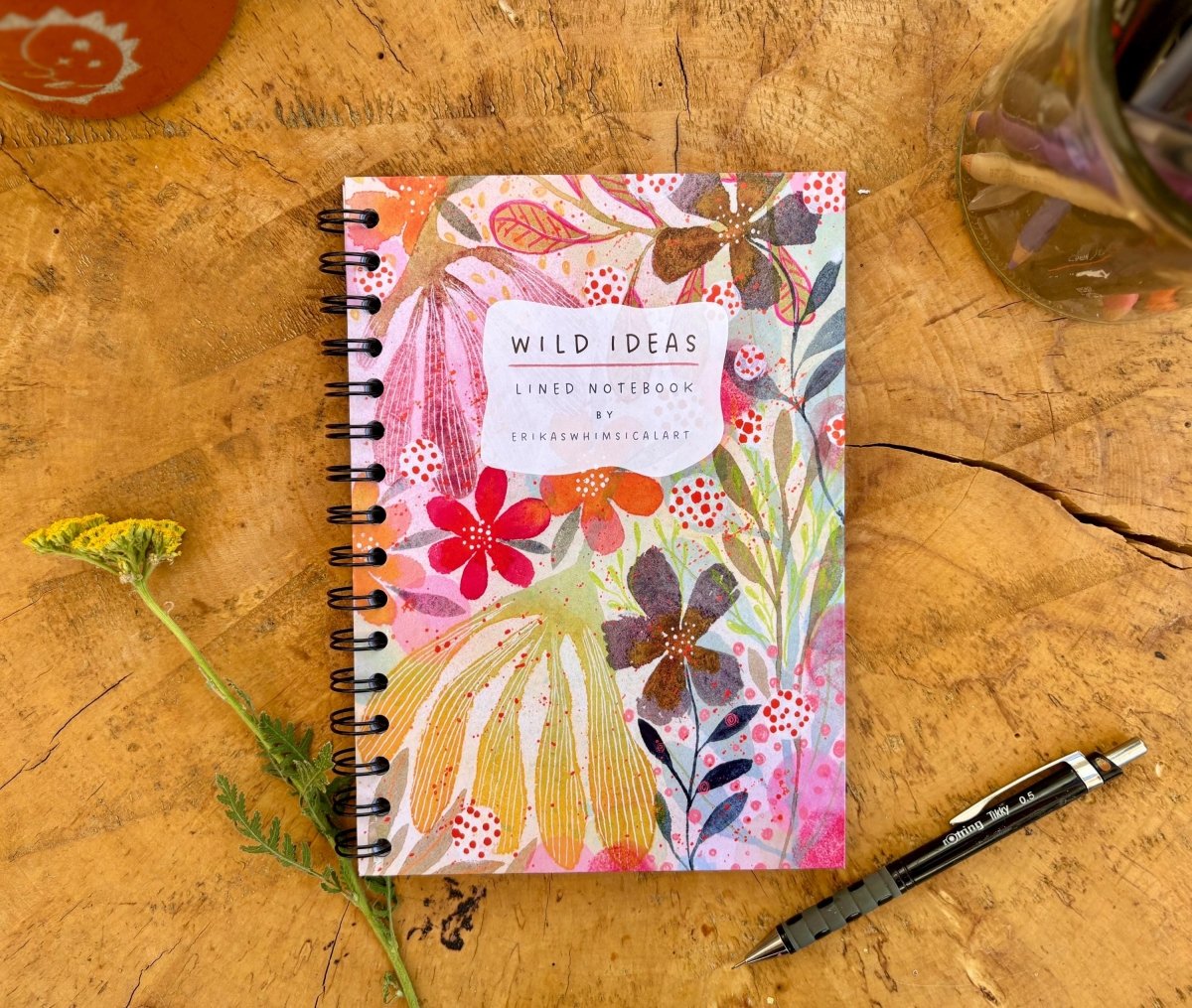 Wild Ideas A5 Handmade Notebook: Floral Illustrated Journal - Erika's Whimsical Art