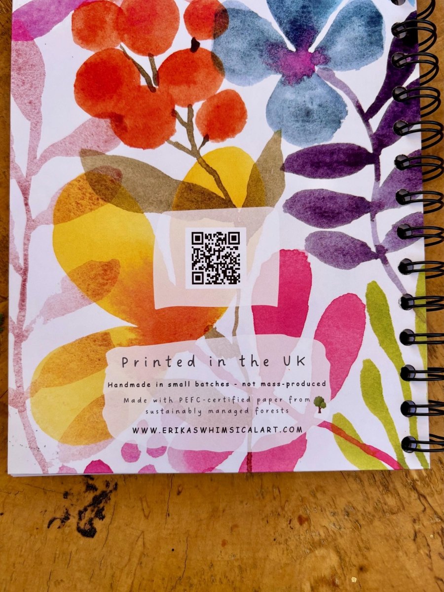 Wild Ideas A5 Handmade Notebook: Floral Illustrated Journal - Erika's Whimsical Art