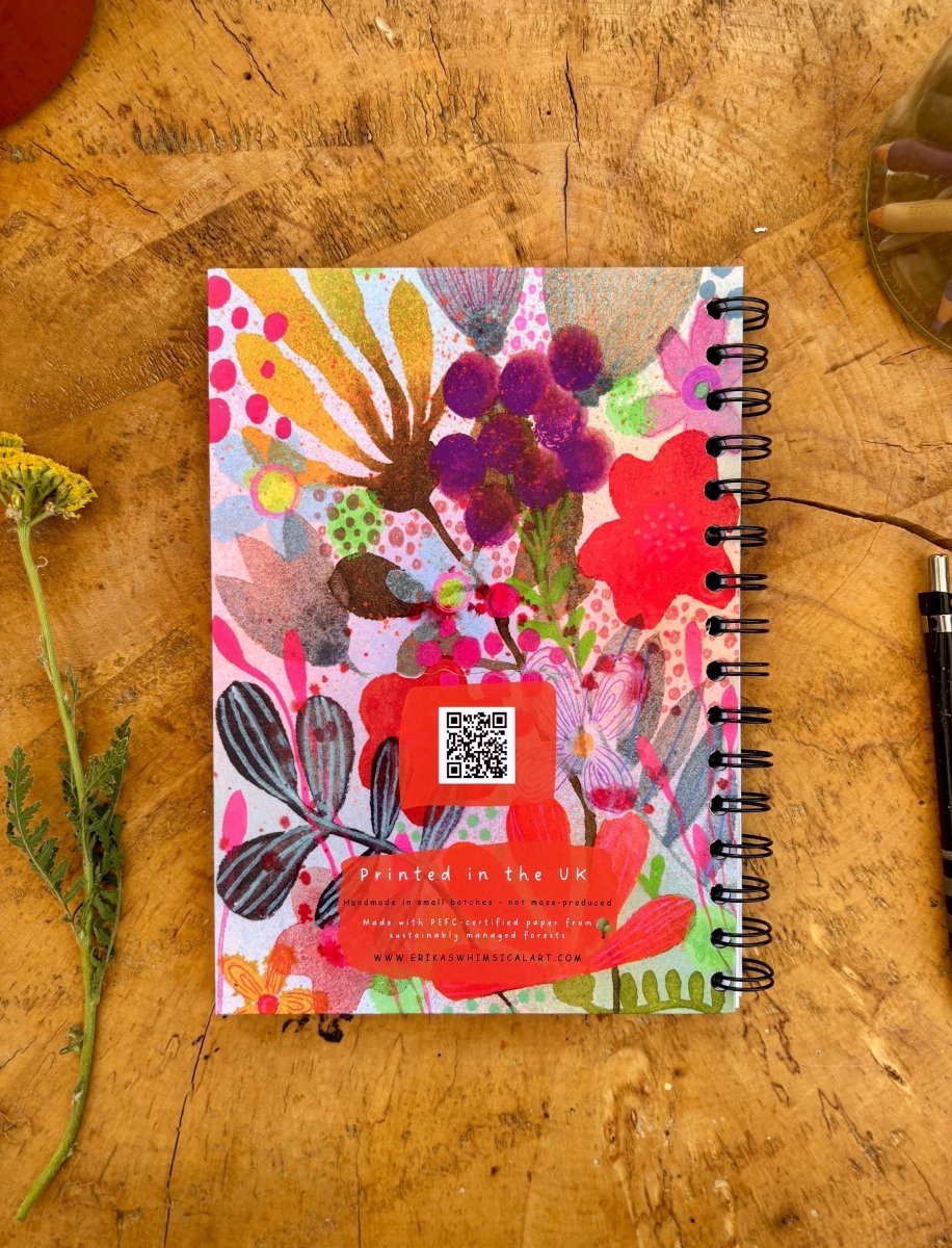 Wild Ideas A5 Handmade Notebook: Floral Illustrated Journal - Erika's Whimsical Art