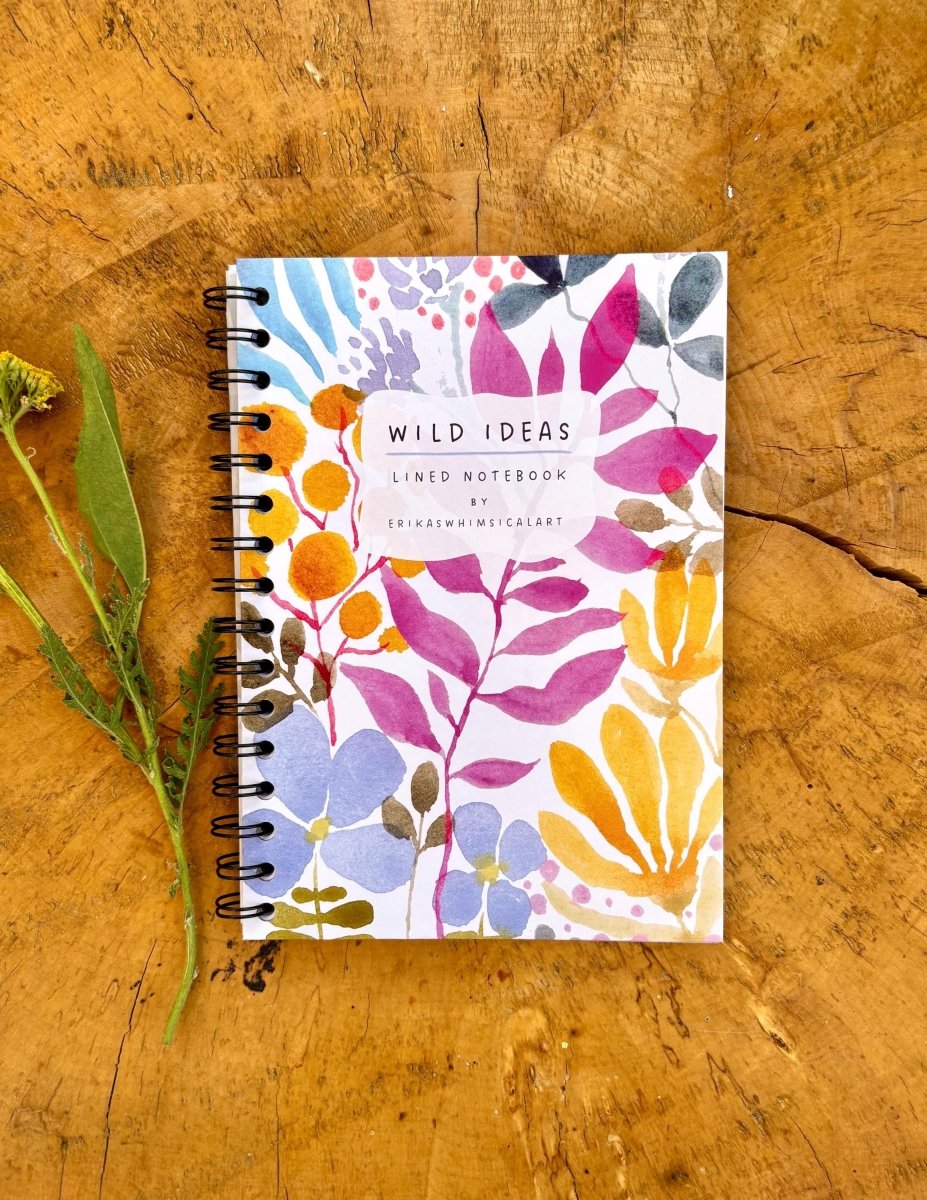 Wild Ideas A5 Handmade Notebook: Floral Illustrated Journal - Erika's Whimsical Art