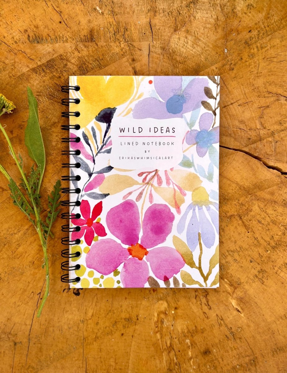 Wild Ideas A5 Handmade Notebook: Floral Illustrated Journal - Erika's Whimsical Art