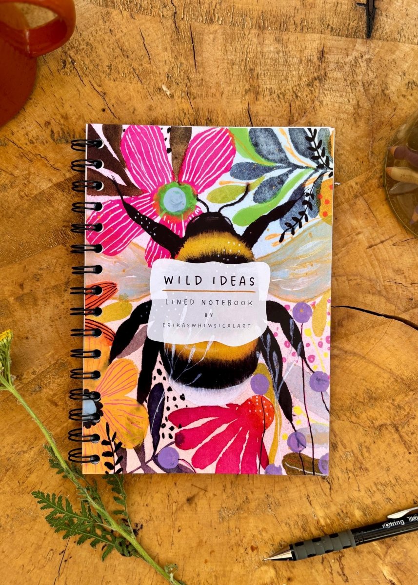 Wild Ideas A5 Handmade Notebook: Floral Illustrated Journal - Erika's Whimsical Art