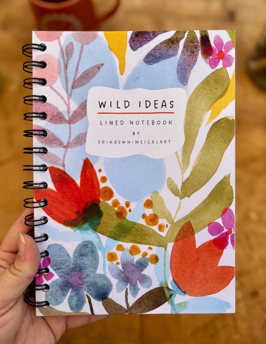 Wild Ideas A5 Handmade Notebook: Floral Illustrated Journal - Erika's Whimsical Art