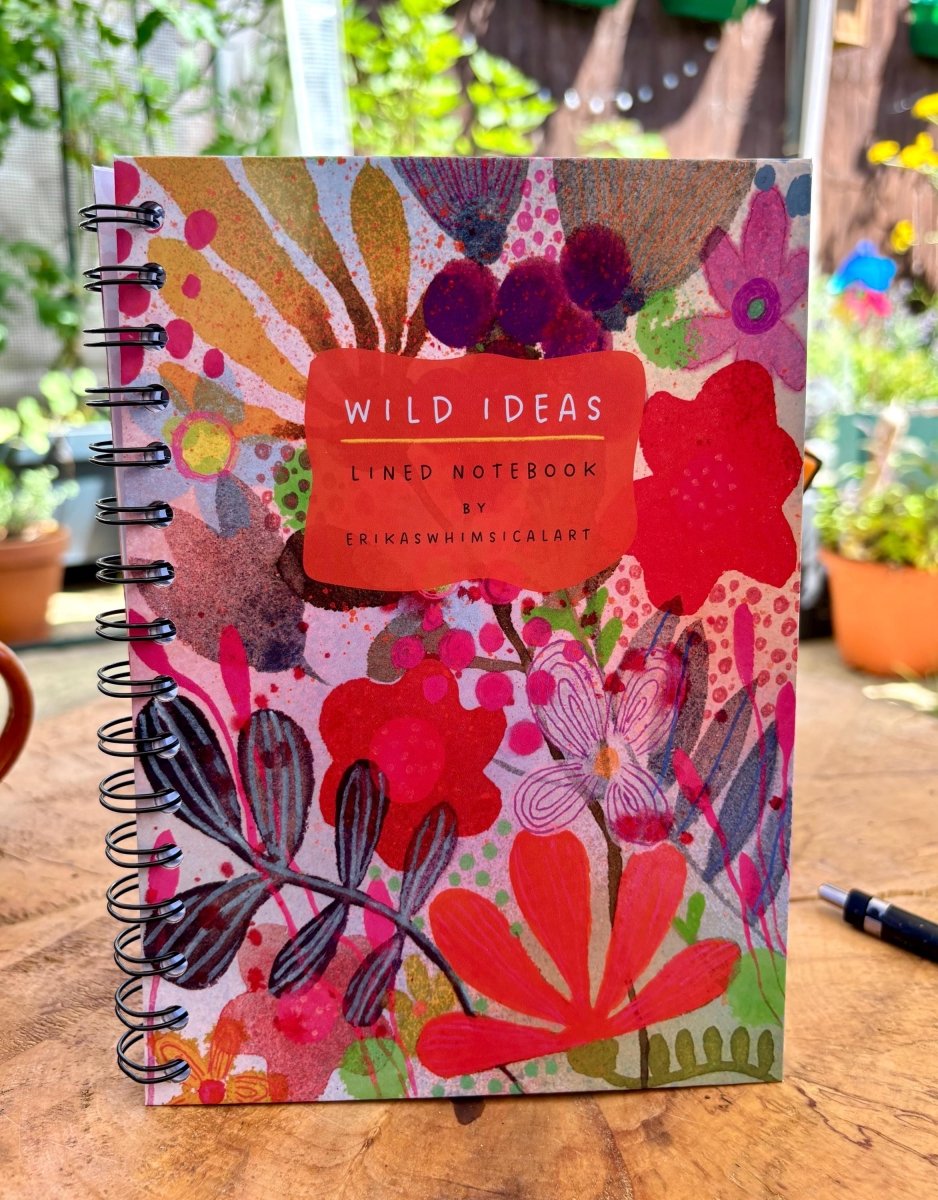 Wild Ideas A5 Handmade Notebook: Floral Illustrated Journal - Erika's Whimsical Art