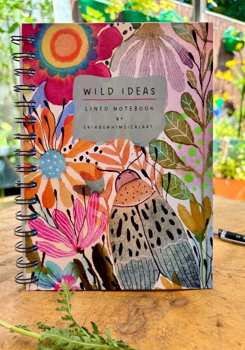 Wild Ideas A5 Handmade Notebook: Floral Illustrated Journal - Erika's Whimsical Art
