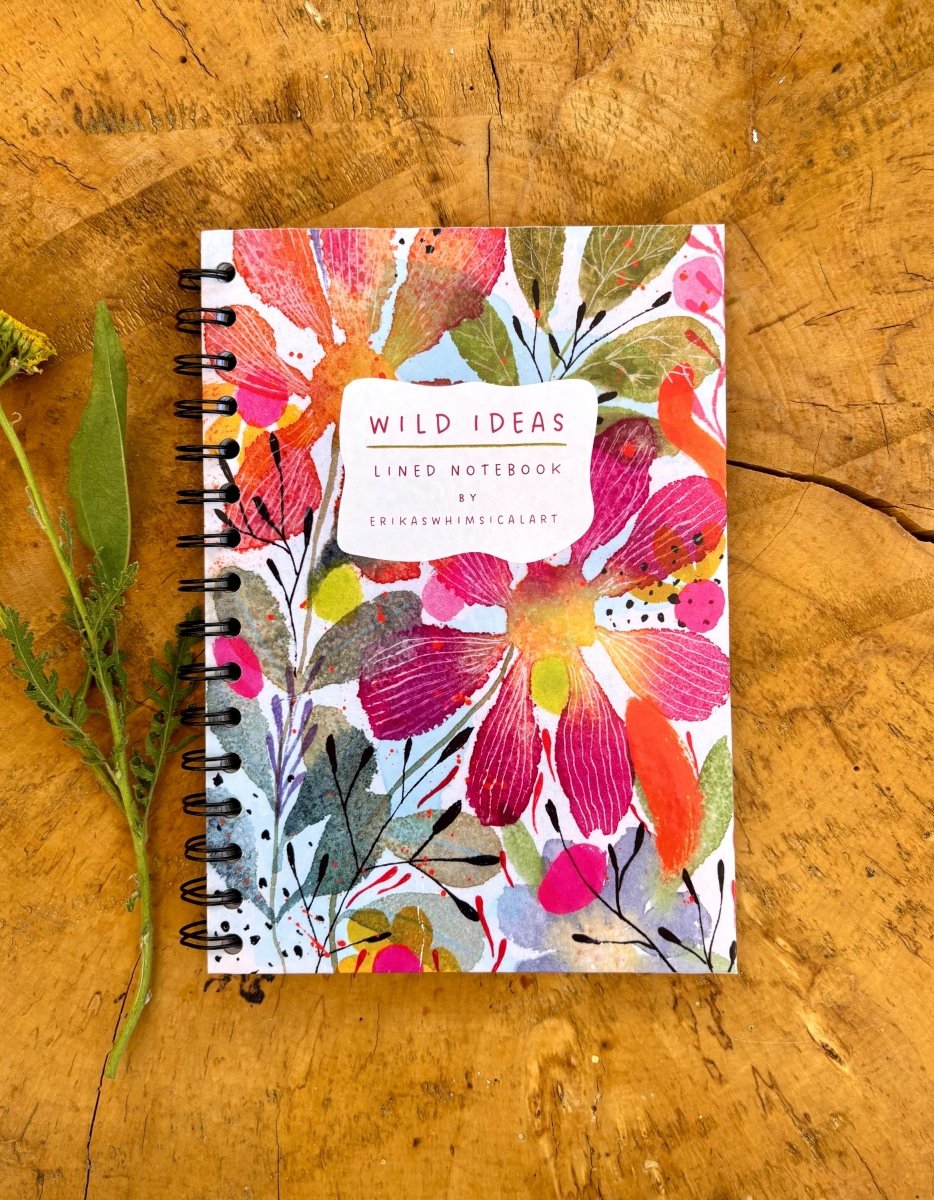 Wild Ideas A5 Handmade Notebook: Floral Illustrated Journal - Erika's Whimsical Art