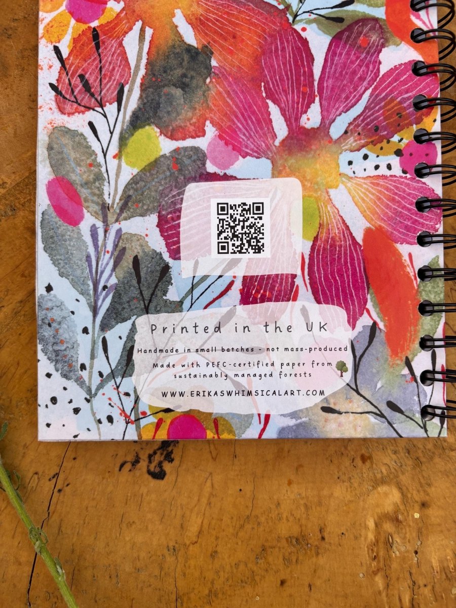 Wild Ideas A5 Handmade Notebook: Floral Illustrated Journal - Erika's Whimsical Art
