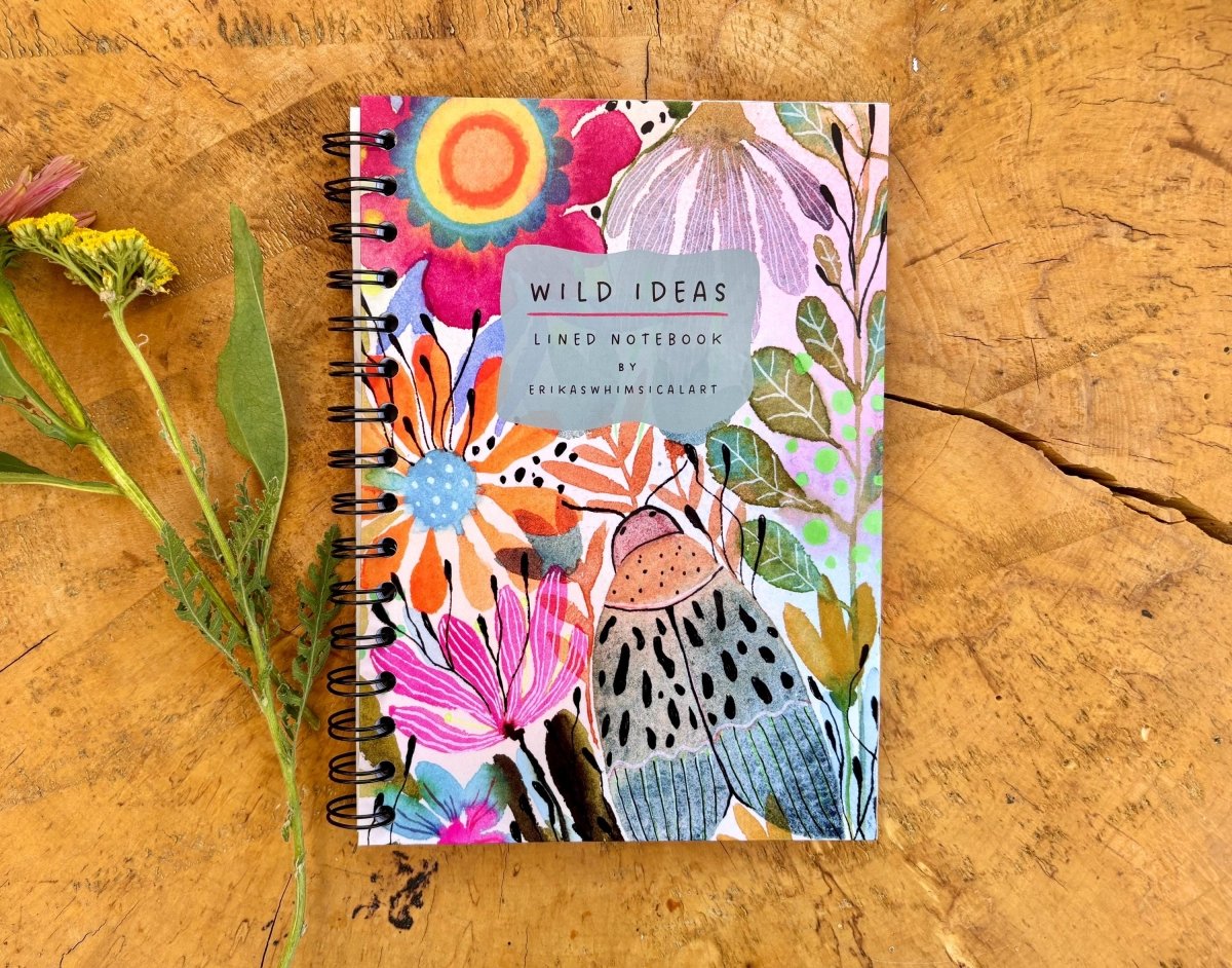 Wild Ideas A5 Handmade Notebook: Floral Illustrated Journal - Erika's Whimsical Art