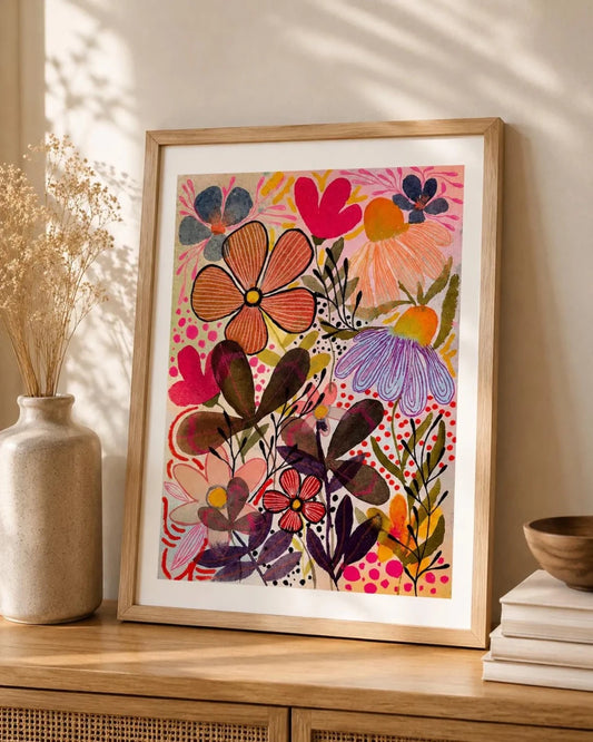 Wildflower Reverie – Colourful Floral Wall Art, Watercolour Flower Print, Contemporary Botanical Illustration, A4 Art Print, Modern Home Décor, Unframed - Erika's Whimsical Art